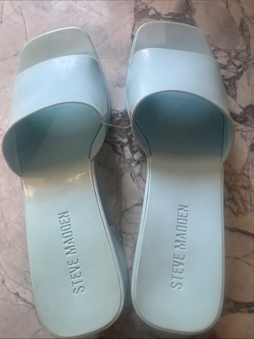 Steve Madden Light Blue Single-Band Slide Sandals